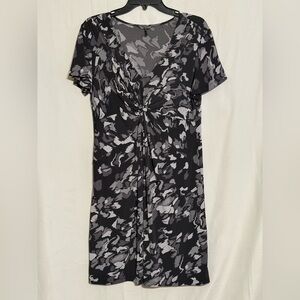 Daisy Fuentes Black and Gray Short Sleeve Dress Size Large